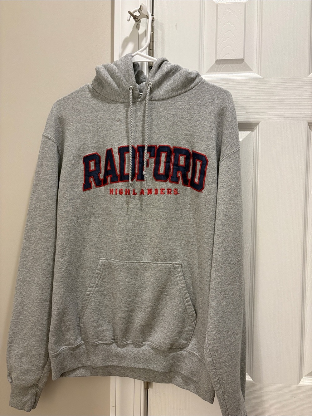 Champion Gray Radford Highlanders Pullover Hoodie with Navy & Red Applique